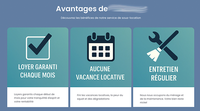 Maquette site sous-location professionnelle — État actuel