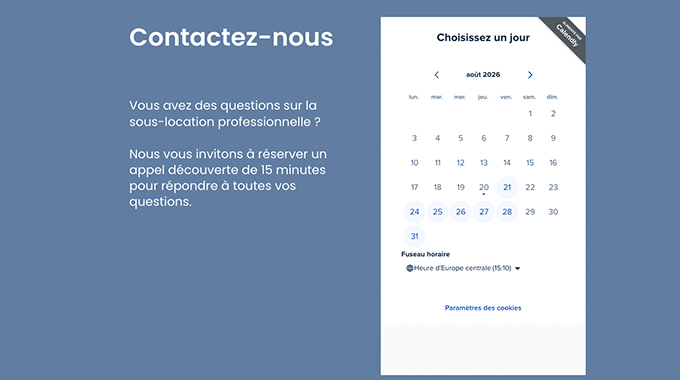 Maquette site sous-location professionnelle — État actuel
